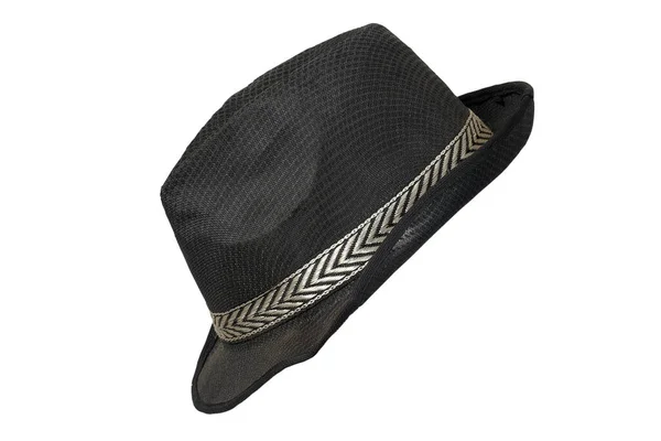 Doğal Siyah Keçeli Şapka Geniş Kenarlı Şapka Beyaz Arka Planda — Stok fotoğraf