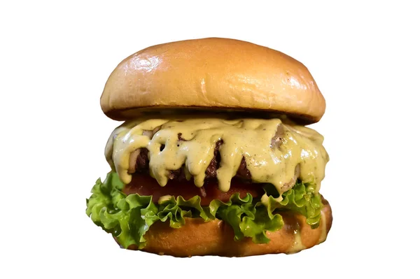 Délicieux Burger Bœuf Sandwich Street Food Goûter Collation Rapide — Photo
