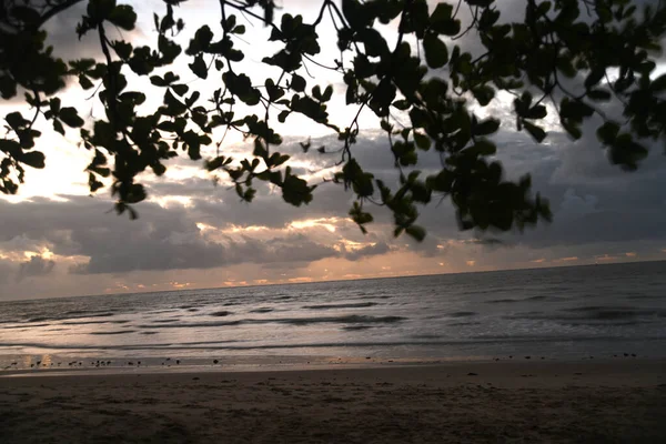 Praia Mar Pôr Sol Oceano Costa Brasileiro Natureza Mar Ondas — Fotografia de Stock