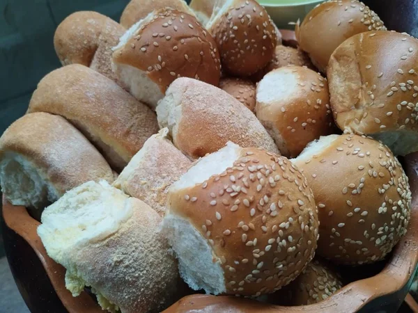 Baked Bread Baguette Whole Wheat Flour Food Pita Bread Fermentation — Stock Photo, Image