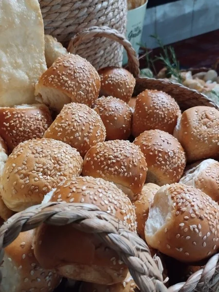 Gebackenes Brot Baguette Vollkornmehl Lebensmittel Fladenbrot Fermentation Frühstück Snack Essen — Stockfoto