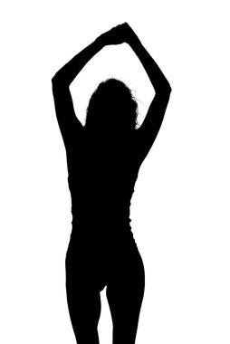 Güzel ve gizemli genç kadın vücut ifadesi silueti siyah-beyaz vektör görüntüsü şeffaf beyaz arka plan mocup üzerindeki moda güzelliği