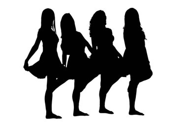 Siluet dans hareketlerinde kadın vücut ifadesi Mocup kesik kadın için moda vektör görüntüsü dans oyunu