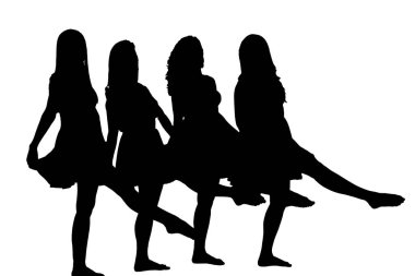 Siluet dans hareketlerinde kadın vücut ifadesi Mocup kesik kadın için moda vektör görüntüsü dans oyunu