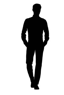 Siluet kişi duruş modeli beyaz arkaplan vektör resim mocup izole