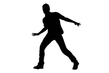 ayakta duran insan silueti siyah-beyaz vektör görüntüsü modern insan portresi, güzellik, erkek vücut çizgisi sanatı. Broşür şablonu ya da web tasarımında kullanmak için.