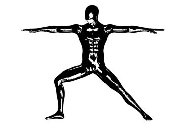 Siyah vektör görüntü silueti modern yoga egzersizleri, güzellik, vücut çizgisi sanatı. Broşür şablonu ya da web tasarımında kullanmak için.