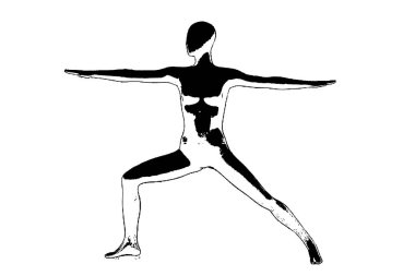 Siyah vektör görüntü silueti modern yoga egzersizleri, güzellik, vücut çizgisi sanatı. Broşür şablonu ya da web tasarımında kullanmak için.