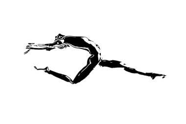 Siyah-beyaz kadın silueti. Görüntü modern dansçı, güzellik, kadın vücut çizgisi sanatı. Broşür şablonu ya da web tasarımında kullanmak için.