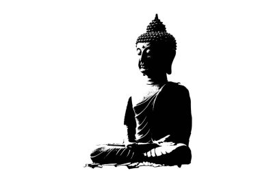 Buda silueti siyah-beyaz vektör resim resim, güzellik, tasarım çizgisi sanat. Broşür şablonu ya da web tasarımında kullanmak için.