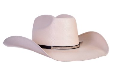 Rodeo binicisi vahşi batı amerikan ve country müzik konsepti temalı beyaz arka planda izole edilmiş kovboy şapkası klipsli görüntü