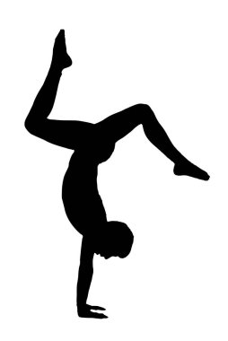 Yoga hareketlerindeki siluet kadın bembeyaz şeffaf arka planda izole edilmiş vücut egzersizi vektör görüntüsünü pilates yapar.