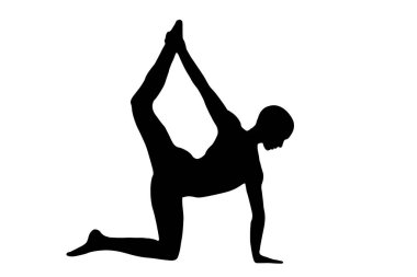 Yoga hareketlerindeki siluet kadın bembeyaz şeffaf arka planda izole edilmiş vücut egzersizi vektör görüntüsünü pilates yapar.