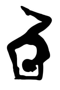 Yoga hareketlerindeki siluet kadın bembeyaz şeffaf arka planda izole edilmiş vücut egzersizi vektör görüntüsünü pilates yapar.