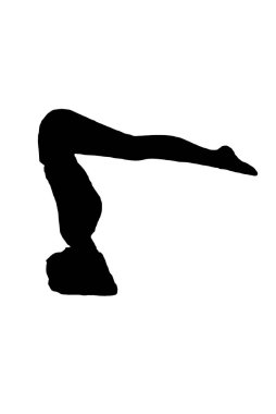 Yoga hareketlerindeki siluet kadın bembeyaz şeffaf arka planda izole edilmiş vücut egzersizi vektör görüntüsünü pilates yapar.
