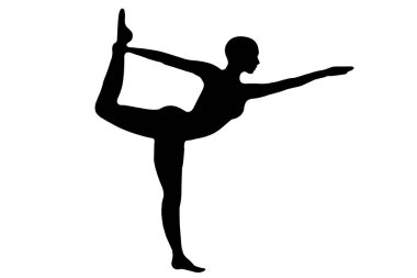 Yoga hareketlerindeki siluet kadın bembeyaz şeffaf arka planda izole edilmiş vücut egzersizi vektör görüntüsünü pilates yapar.