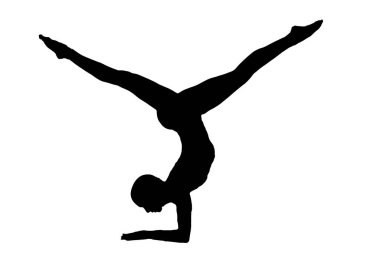 Yoga hareketlerindeki siluet kadın bembeyaz şeffaf arka planda izole edilmiş vücut egzersizi vektör görüntüsünü pilates yapar.