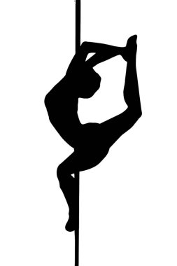 Spor sağlığı ve egzersiz yapan atletlerin silueti beyaz şeffaf arka planda izole edilmiş dans çubuğu dans mokubbesi.