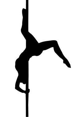 Spor sağlığı ve egzersiz yapan atletlerin silueti beyaz şeffaf arka planda izole edilmiş dans çubuğu dans mokubbesi.