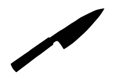 Kılıç bıçağı. Siyah siluet. Ön taraf manzarası. Basit düz grafik çizimi. Nesne beyaz arka planda izole edildi. İzole et