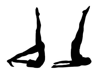 ayakta duran kadın silueti siyah ve beyaz vektör görüntüsü modern dansçı, yoga egzersiz güzellik, kadın vücut çizgisi sanatı. Broşür şablonu ya da web tasarımında kullanmak için.