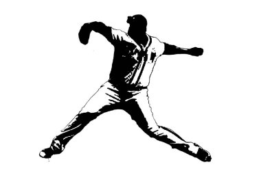 Düz vektör görüntü silueti modern beyzbol egzersizleri esneme, güzellik, vücut çizgisi sanatı. Broşür şablonu ya da web tasarımında kullanmak için