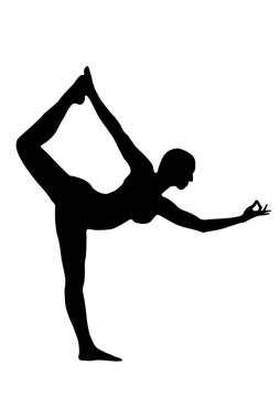 Düz vektör görüntü silueti modern yoga egzersizleri esneme, güzellik, vücut çizgisi sanatı. Broşür şablonu ya da web tasarımında kullanmak için