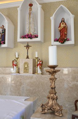 Brazil - Anapolis Goias - May 18, 2024: Catholic church stained glass doors and windows image