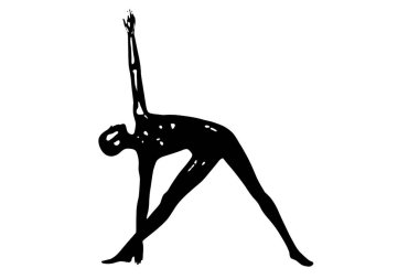 Yoga hareketlerinde siluet çizimi beyaz şeffaf arkaplan resmi üzerinde izole edilmiş jimnastik beden egzersiz vektör görüntüsünü oluşturur