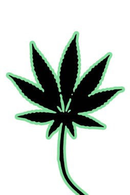 Esrar yaprağı vektörünün siluetinin beyaz şeffaf arkaplan resmine izole edilmesi