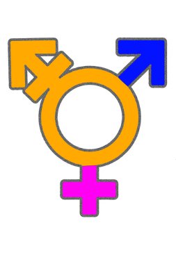 Beyaz şeffaf arka plan erkek ve kadın ikonuna izole edilmiş erkek ve kadın cinsiyet sembolünün siluet vektör görüntüsü İngilizce resim cinsiyeti ile yazılmış.