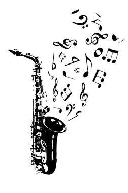 Siluet saksafon rüzgar müzik enstrümanı orkestra caz müzik vektörü görüntü siyah ses
