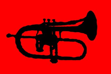 Siluet trompet rüzgar müzik enstrümanı caz orkestrası müzik vektörü görüntüsü siyah