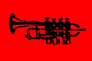 Siluet trompet rüzgar müzik enstrümanı caz orkestrası müzik vektörü görüntüsü siyah