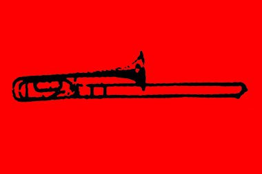 Siluet trompet rüzgar müzik enstrümanı caz orkestrası müzik vektörü görüntüsü siyah
