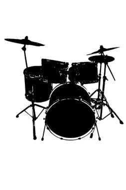 Siluet davullar perküsyon müzik enstrümanı orkestrası caz rock müzik vektörü imajı siyah