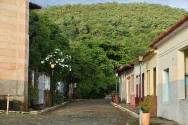 Goias Velho Brezilya 'nın Goias kiliseleri ve tarihi sokaklar dini ve turist kenti Vila Boa de Goias