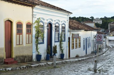 Goias Velho Brezilya 'nın Goias kiliseleri ve tarihi sokaklar dini ve turist kenti Vila Boa de Goias