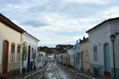 Goias Velho Brezilya 'nın Goias kiliseleri ve tarihi sokaklar dini ve turist kenti Vila Boa de Goias