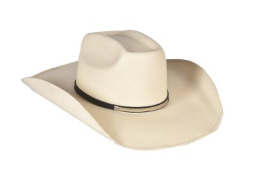 Beyaz arka planda siyah kurdeleli kovboy şapkası hasır şapka kadınlar ve erkekler için hasır şapka.