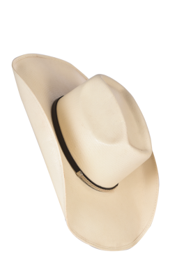 Beyaz arka planda siyah kurdeleli kovboy şapkası hasır şapka kadınlar ve erkekler için hasır şapka.