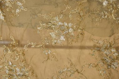 sarımsı bej kumaş buruşuk işlemeli kumaş desen arkaplanı ve metin arkaplanı için boşluk