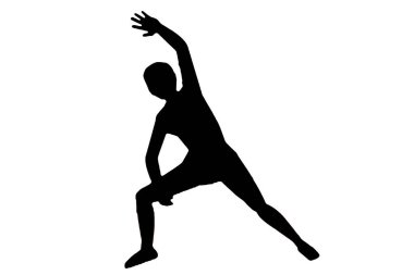 Siyah vektör görüntü silueti modern yoga egzersizleri, güzellik, vücut çizgisi sanatı. Broşür şablonu ya da web tasarımında kullanmak için.