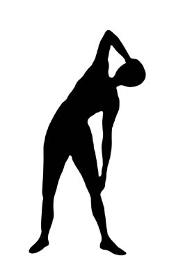 Siyah vektör görüntü silueti modern yoga egzersizleri, güzellik, vücut çizgisi sanatı. Broşür şablonu ya da web tasarımında kullanmak için.