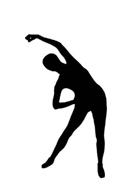 Siyah vektör görüntü silueti modern yoga egzersizleri, güzellik, vücut çizgisi sanatı. Broşür şablonu ya da web tasarımında kullanmak için.