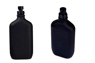 Şeffaf cam aromalı siyah parfüm şişesi parfüm kokusu.