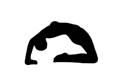 Siyah vektör görüntü silueti modern yoga egzersizleri, güzellik, vücut çizgisi sanatı. Broşür şablonu ya da web tasarımında kullanmak için.