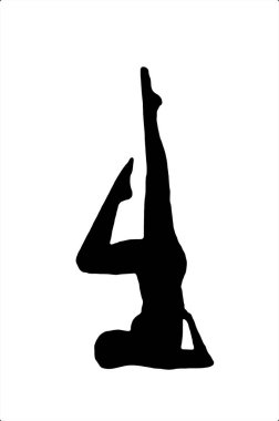 Siyah vektör görüntü silueti modern yoga egzersizleri, güzellik, vücut çizgisi sanatı. Broşür şablonu ya da web tasarımında kullanmak için.