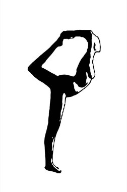 Siyah vektör görüntü silueti modern yoga egzersizleri, güzellik, vücut çizgisi sanatı. Broşür şablonu ya da web tasarımında kullanmak için.