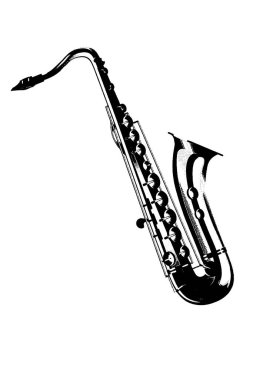 Siluet saksafon trompet rüzgar müzik enstrümanı caz orkestrası müzik siyah vektör görüntüsü